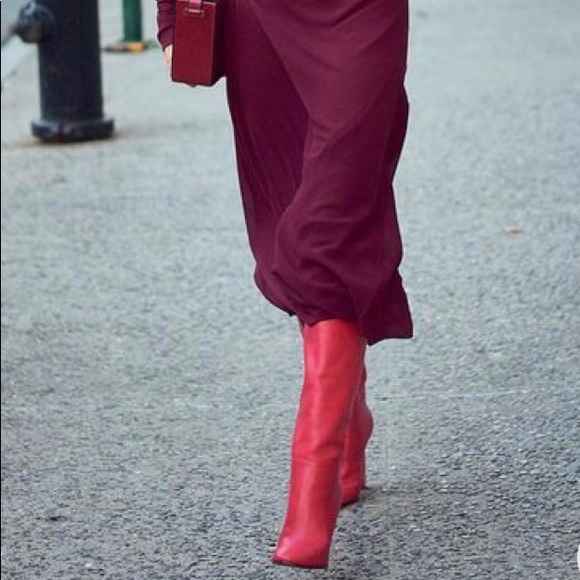 LUSCIOUS RED POINT TOE BOOTS - Picture 6 of 14